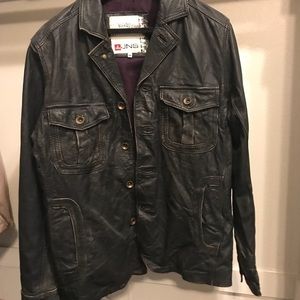 Distressed black leather jacket